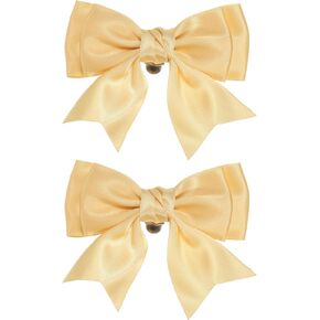 PATIKIL Women Bow Shoe Clips, 2 Pcs Satin Elegant Detachable Bowknot Shoe Clips, Cute Embellishment Shoe Buckle for Decoration Wedding Party, Yellow