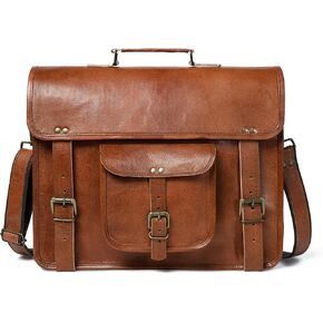 Leather Messenger Bag, Handmade Vintage Satchel for Men, Crossbody Shoulder Bag, Briefcase, Large Laptop Computer Bag, Brown, Genuine Leather