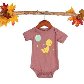 Cute Animal Baby Onesie®-Duckling Onesie® - Vintage Bodysuit (Baby Onesie 3-6 Months, Heather Mauve)