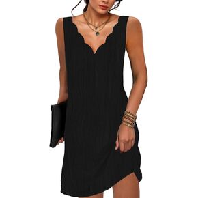 Womens Summer Dresses 2025 Seashell V Neck Sleeveless Sundresses Beach Swimsuit Coverup Dress with Pockets