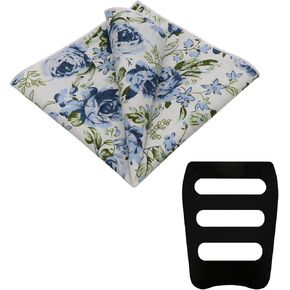 Floral Pocket Square for men, Handkerchief for Men Mens Cotton Pocket Square with Holder for Banquet Wedding Party