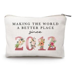 Teenage Daughter 13th Birthday Gift, Makeup Bags, Making The World A Better Pace Since 2012, 13 Years Old Gift Ideas, Born in 2012, Funny Sister, Niece, Teen Girls Birthday Decor (Year 2012)