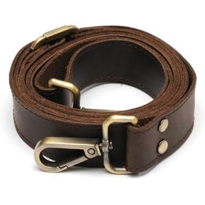 Leather Purse Strap, Handbags, MacBook and Laptop Cases, Genuine Crazy Leather Shoulder Strap, Handmade Adjustable 100% Leather Strap with Swivel Clasps, Large, Deep Brown in Kuwait