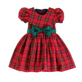 Adorable Tartan Girl Dress - Balloon Sleeve Christmas Dress for Girls - Festive Dress with Cute Tartan Pattern - Soft Cotton Blend Fabric for Comfort - Stylish Holiday Outfit for Little One 3-4 years