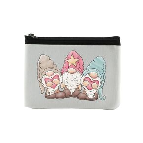 Valentines Day Singing Gnomes Coin Purse Wallet Pouch For Women | Small Card Change Bag With Zipper Gift | Mini Travel Purse For ID Case | Makeup Card Novelty Bag