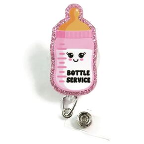 Bottle Service Baby Bottle Badge Reel | OB/GYN Gift | NICU Nurse Badge Holder | Labor & Delivery Nurse ID Reel | Cute Baby L&D Doctor Badge Clip