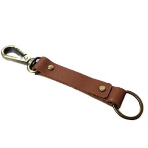Leather Key Chain Belt Holder with Ring, 5.6 inches, Walnut Tan