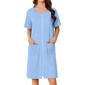 Ekouaer Women zip up Ret Ret Retbe Bathrobe Lightweight House Coats Floral Print House Bress مع جيوب ثوب نوم S-3XL