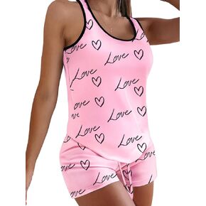 Ekouaer Womens Cami Pajama Set Racerback Sleepwear Sleeveless Tank Top and Shorts Pjs Soft Print Lingerie Set