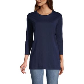Lands' End Women's 3/4 Sleeve Supima Cotton Crewneck Tunic