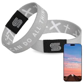 Christian Daily Bible Verse Bracelet Scan Phone with NFC for Women, Men, Teens, Scripture Bracelet with Bible Verse, Elastic Jesus Wristband, Inspirational Religious Gifts(I Can Do All Things)