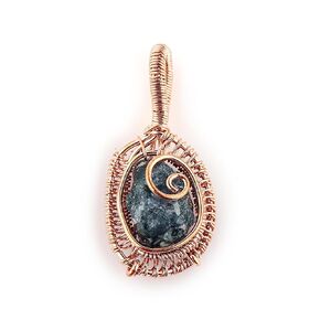 1pcs Copper Wire Wrapped Pendant | Genuine Raw Blue Zircon Gemstones | Antique Handmade Jewelry | Chakra Healing Crystals | Rough Stone | December Birthstone |