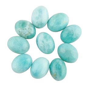 CRYSTALIS 10pcs Natural Larimar Loose Gemstone Wholesale Bulk Tiny Cabochons Jewelry Making Supply, Chakra Healing Polished Stones, Wire Wrapping, DIY, Gem Collection