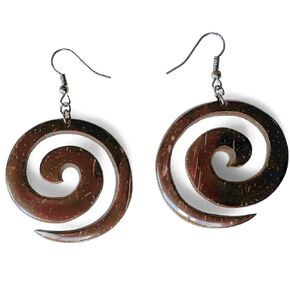 Hoop Earrings, Handcrafted earring, Earrings for her,Coconut shell earrings,Circle earring,ECO earring, plant earings (Maouri symbol)