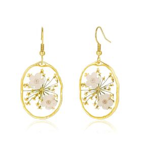 Forget-Me-Not and Queen Anne's Lace Pressed Wildflower Earrings | Drop Dangle Earring For Women Girls | Pressed Flower Teardrop Earrings Dry Flowers | Personalized Handmade Earrings | Gift for Woman