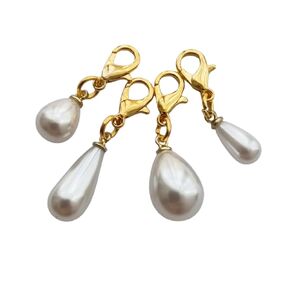 4pcs in Set Different Size Pearl Clip on Charm for Diy Jewelry, Bags, Beautiful Pearl Pendant, Elegant Charm European Style Accessories Jewelry Making for Woman