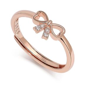 Meissa Dainty Bow Rings Infinity Rings for Women Girls Rose Gold Plated Bow Ring 925 Sterling Silver Handmade Adjustable Friendship Promise Rings, Rose Gold