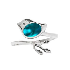 Bottled Up Designs Handmade Little Bird Ring, Recycled Antique Bottles, Sterling Silver, Eco Friendly, Made in USA, Birthday Gifts, Mothers Day, Women, Anniversary (Mason Jar (Aqua))