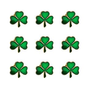 9 Pcs Irish Clover St Patrick's Day Badge Lapel Pins for Woman Man Metal Enamel Green Pins Brooches Festivals Ireland Souvenir Gift for Clothes Backpack Hat (Green)