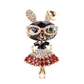 Crystal Rabbit Brooch Pin for Women Girls Fashion Rhinestone Bunny Animal Lapel Pins Costume Accessories Party Christmas Graduation Easter Jewelry Gift (Red)