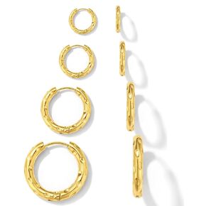 4 Pairs Small Gold Hoop Earrings Set for Women Hypoallergenic 14K Gold Plated Cartilage Hoop Earrings Lightweight Huggie Hoops Earrings
