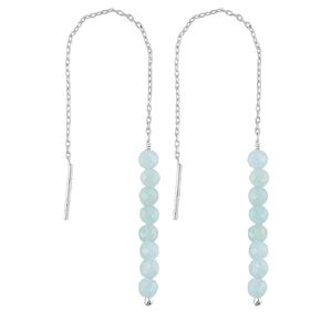 Natural Aquamarine Gemstone Dainty Threader Earrings, Jewelry for Women Girls, Energy Healing Crystals, Birthday, Gift for Her, Jewelry in Silver Plated, Handmade (Aquamarine)