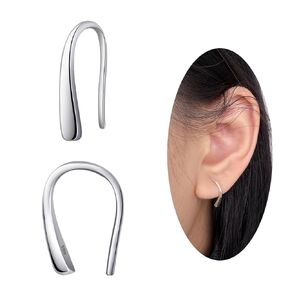 Pull Through Earrings S999 Sterling Silver Earrings Threader Earrings for Women Hypoallergenic Dangle Hoop Earrings Drop Earrings for Women Trendy