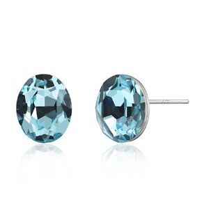 925 Sterling Silver Aquamarine Stud Earrings, Oval Blue Gemstone March Birthstone Earrings for Women Aquamarine Jewelry for Birthday Gift