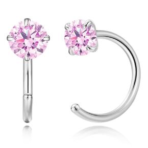 GLLBTPT Small Huggie Half Hoop Earrings CZ Tiny Cartilage Hypoallergenic Stud Earrings for Women Teen Girls (pink)