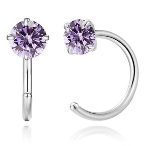 GLLBTPT Small Huggie Half Hoop Earrings CZ Tiny Cartilage Hypoallergenic Stud Earrings for Women Teen Girls (purple)