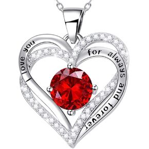 Sliver Heart Necklaces for Women as Birthday holiday Gifts, I Love You Necklaces Red Heart Necklaces for Girls Necklaces as Anniversary Gifts