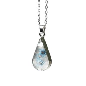 Forget-Me-Not Handmade Dried Flower Pendant Necklace,Unique Resin Plant Pressed Wildflower Necklace,Personalized Jewelry Gift for Women Grandma Mom Girls Friend Teacher Parties Birthday(Tear Blue)