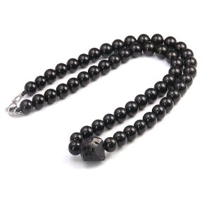Protection Crystals Men Beads Necklace for Men - Genasto Genuine Black Tourmaline Obsidian Stone Necklace for Men, Masculine Men Necklace Beaded Anxiety Relief Protection Men Jewelry Gift for Men