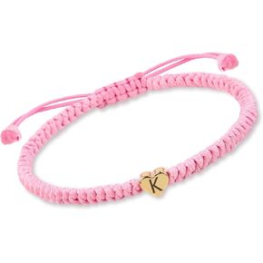 Pink Initial Bracelet Weave Rope Letter Bracelet for Women Heart Charm A-Z Birthday Gifts Handmade Adjustable Jewelry for Couple Daughter Son Mom Female Men Jewelry Gift (M) in Kuwait