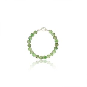 Valentines Day Gifts for Her - Green Grape Jade 925 Sterling Silver Bracelet Positive Energy Stree Anxiety Relief Good Luck Spiritual Handmade Birthstone Beaded Jewelry for Women Gift