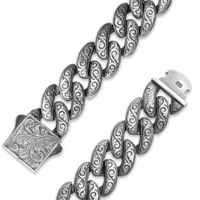925 Sterling Silver Cuban Link Bracelet for Men - Sophisticated Patterned Large Hand Chain Bracelets Thick 12 mm 8" 9" - Vintage Style - Handmade Jewelry - Gift Box