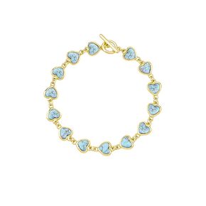 Valentine Day Gift for Her - Genuine Turquoise Heart Bracelet Gold Dainty Charm Love Anniversary Birthday Gift for Women Girlfriend Sister Daughter BFF