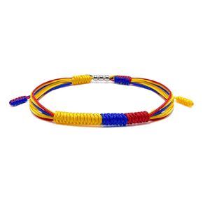 LAMIBEE Patriotic Country Code Flag Pride Bracelet, Protection and Lucky Surfer String Bracelet, Tibetan Wrist Wrap Bracelet, Boho Rope Bracelet for Women, Men, String Thread (Colombia)
