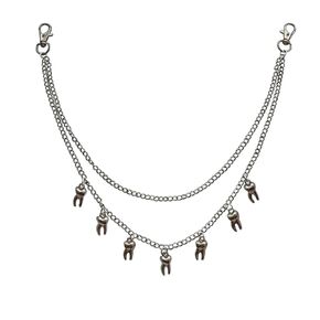 Unusual Mini 3D Tooth Charm Pant Chain for Men Women, Teeth Charms Gothic Accessories Trouser Chain, Hip Hop Multi-layer Chains, Funny Decorations for Bags