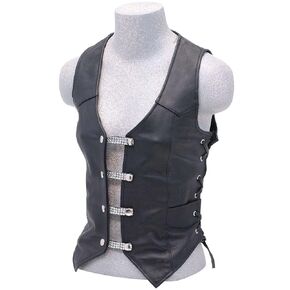 Jamin Leather® - 2.5'' Simulated Crystal & Leather Vest Extenders (Set Of 4) Made in USA #VC14100SCK