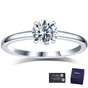 Kosuwo Moissanite Engagement Rings for Women,1.0CT D Color VVS1 Clarity,Sterling Silver Solitaire Engagement Ring, Ideal Gift for Women (A-1.0ct, 4.5)