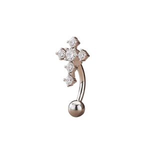 Cross Belly Button Ring, Navel Rings for Women, Belly Piercing Jewelry, Body Jewelry for Women, Western Belly Button Ring for Belly Jewelry (Silver Tone)