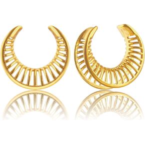 LADEMAYH 2 Pcs Hollow Design Saddle Plugs Gauges for Women Ventilate Ear Tunnels Gauges for Men Breathe Surgical Steel Gauge Earrings Body Piercing Jewelry