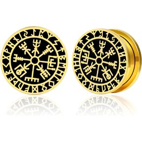 Ear Gauges Tunnels Norse Viking Rune Ear Tunnels Plugs 316 Stainless Steel Plugs 0G 00G Hypoallergenic Earrings Expander Stretcher Piercing Body Jewelry 2pcs