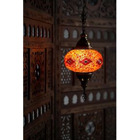 Hanging Moroccan Lamp, Unique Lamp, Vintage Lamps, Gothic Decor, Stained Glass Lamp, Tiffany Lamp, Boho Lamps, Halloween Decor, Glass Lantern Lamp (Galat Red)