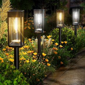 2-in-1 Solar Pathway Lights Warm&Cool, 8 Pack Bright Solar Lights Outdoor Waterproof IP65, Solar Walkway Lights Outdoor Solar Lights for Yard,Patio Long Lasting Solar Landscape Lighting
