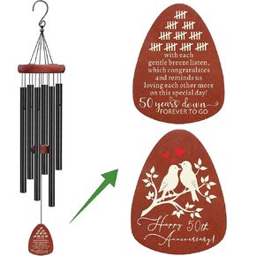 50th Anniversary Wedding Wind Chime, Happy 50th Anniversary Romantic Gifts for Couple, Parents, Wife, Husband, Friends, Golden Anniversary Keepsake Gifts Ideas