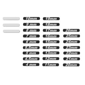 Identification labels compatible with toolbox widget vertical PRO wrench holders (Metric set, Perfect Blue with Black Text)
