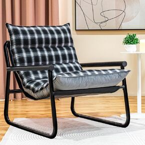 كرسي لهجة ، كرسي مريح مع Linen & Velvet Cushion Mid Century كرسي لهجة الرقيقة الحديثة لغرفة النوم ، الاستقبال ، المكتب ، غرفة المعيشة ، منقوشة ورمادية