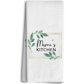 Mimi's Kitchen Botanical Leaf Kitchen Dish Towels Dishcloth 16x24 Inches,Funny Grandma Decorative Absorbent Hand Tea Kitchen Towels,Birthday for Grandma